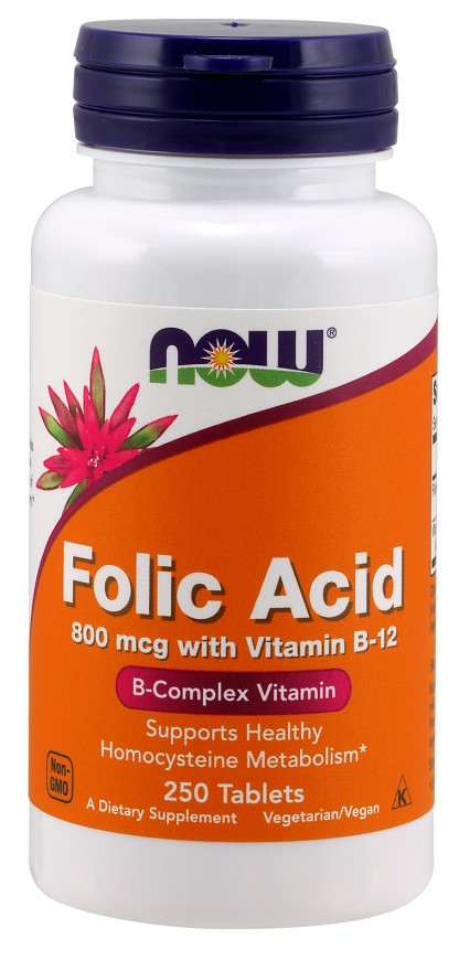 Folic Acid 800 mcg with Vitamin B-12, 250 Tablets